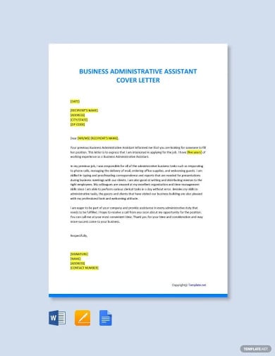 business administrative assistant cover letter