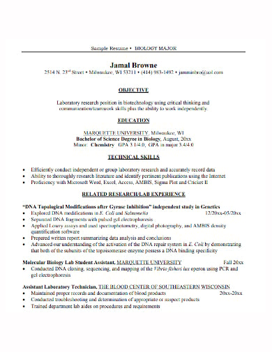 college-biology-student-resume-template