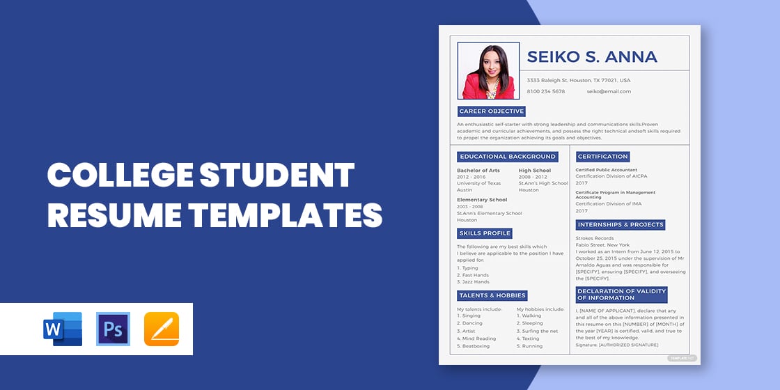 resume template for college students download