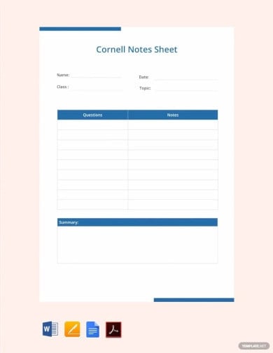 cornell notes taking template