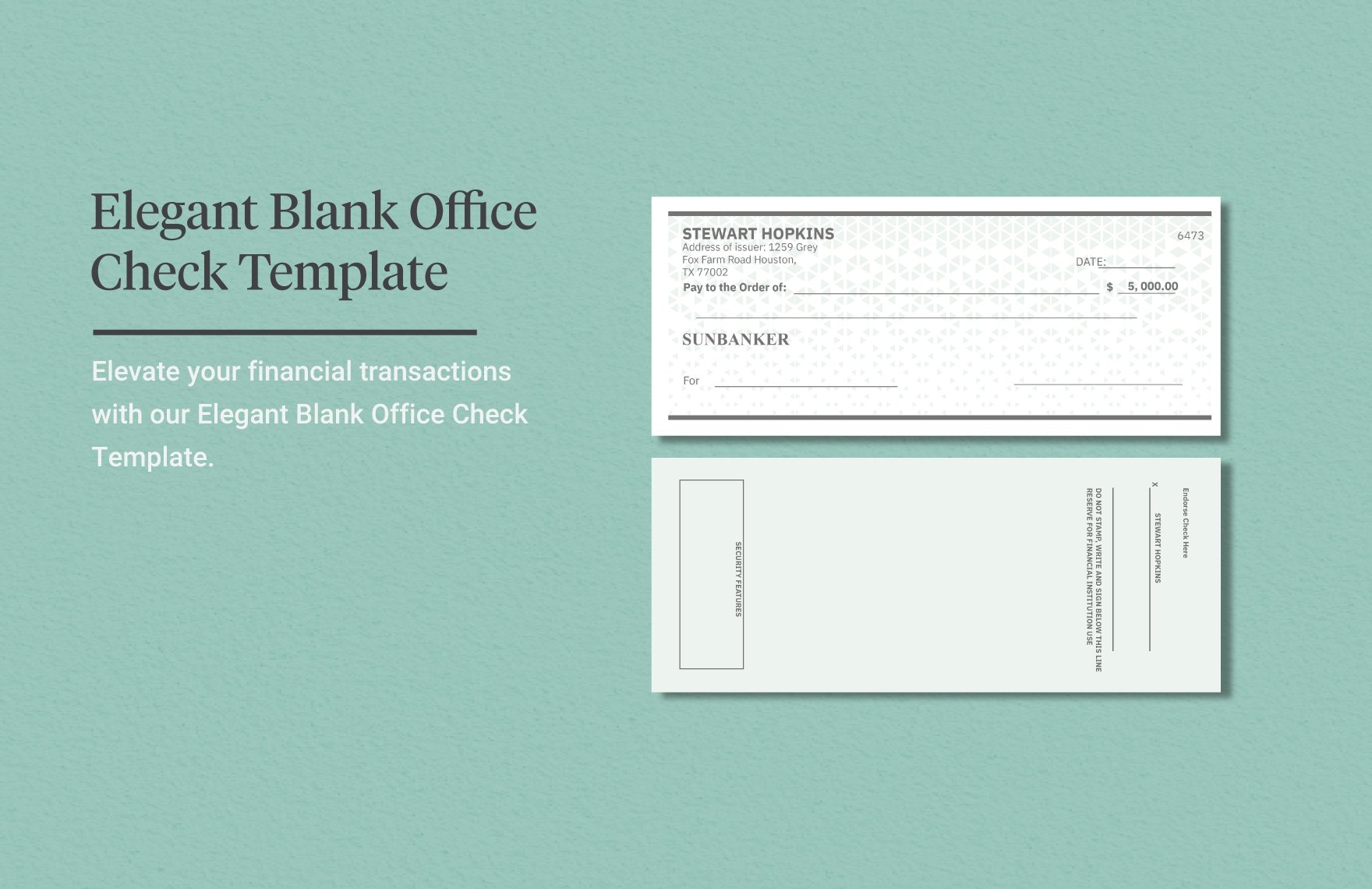 elegant blank office check template