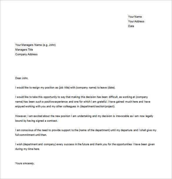 Resignation Letter Templates - 14+ Free Sample, Example, Format Download!