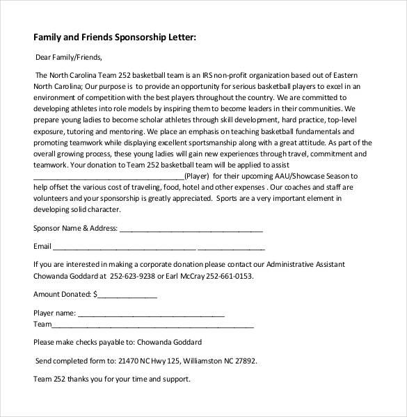 family and friends sponsorship letter