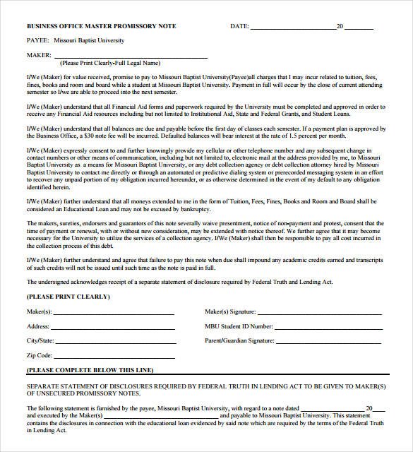 35  Promissory Note Templates DOC PDF