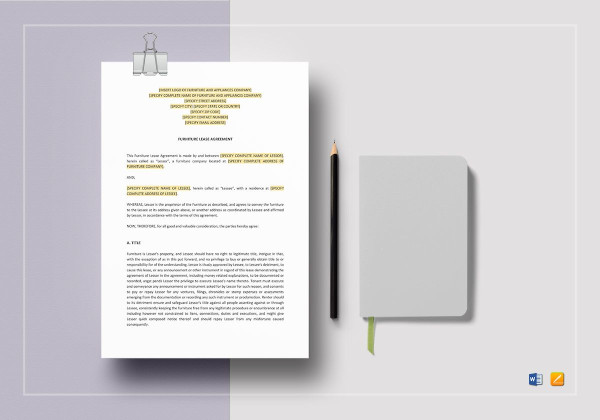 furniture lease agreement template