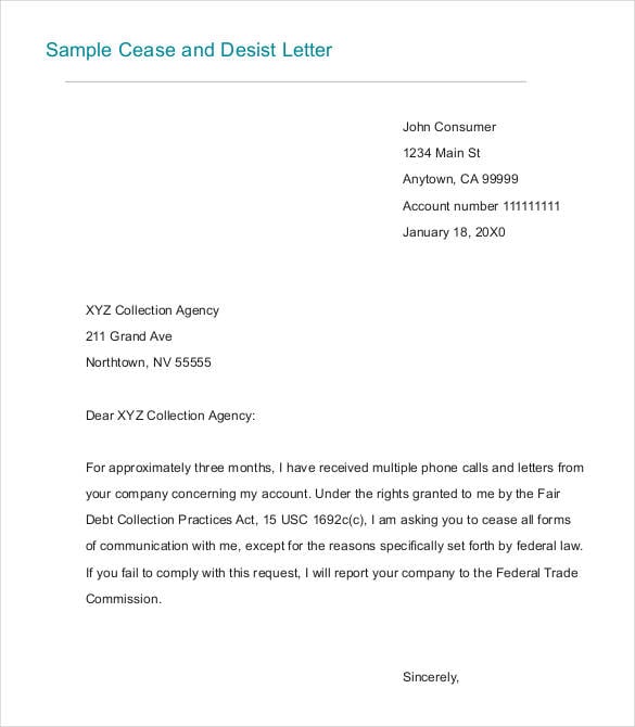 general cease and desist letter download