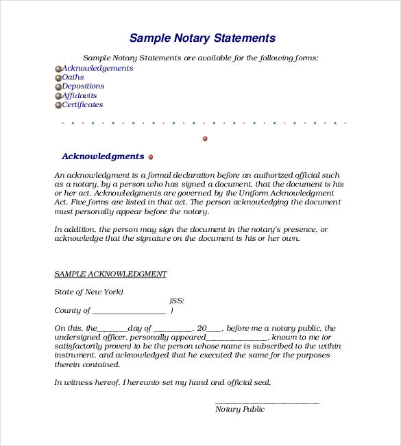 personal notarized letter rent