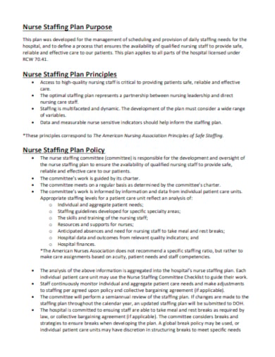 hospital nurse staffing plan template