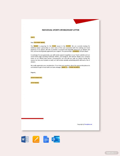 individual sports sponsorship letter template