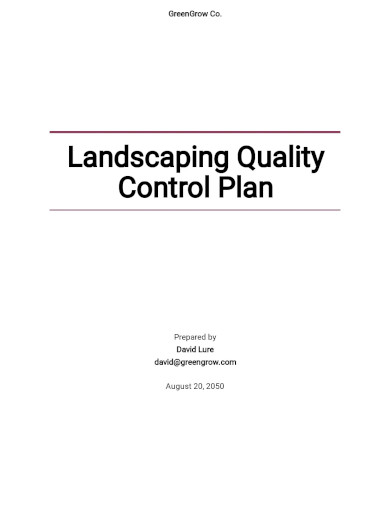 landscaping quality control plan template