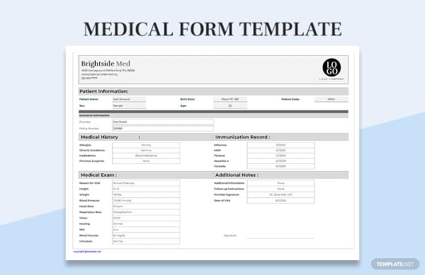 medical form template