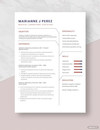 medical laboratory assistant resume template