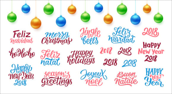 new year lettering and greeting cards designs