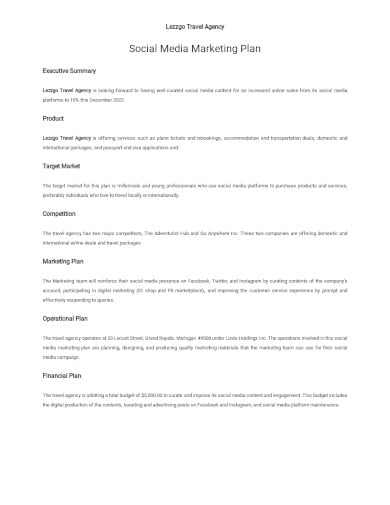 one page social media marketing plan template