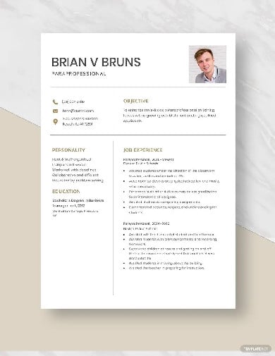 paraprofessional resume template