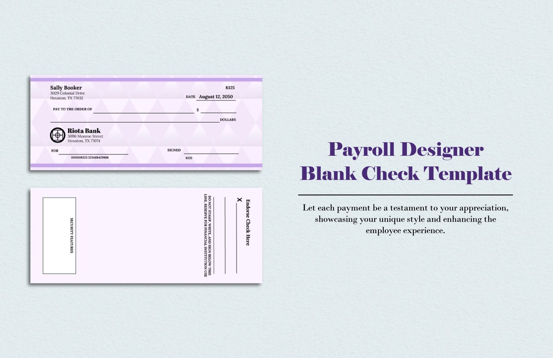 payroll designer blank check template