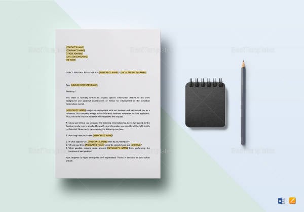personal reference check letter template
