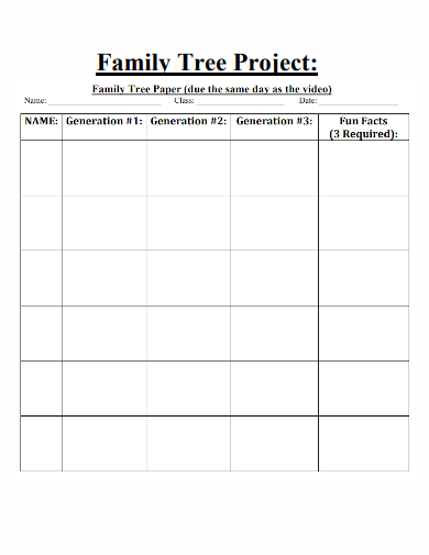 pre school project family tree chart template