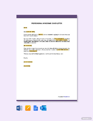 professional hr resume cover letter template