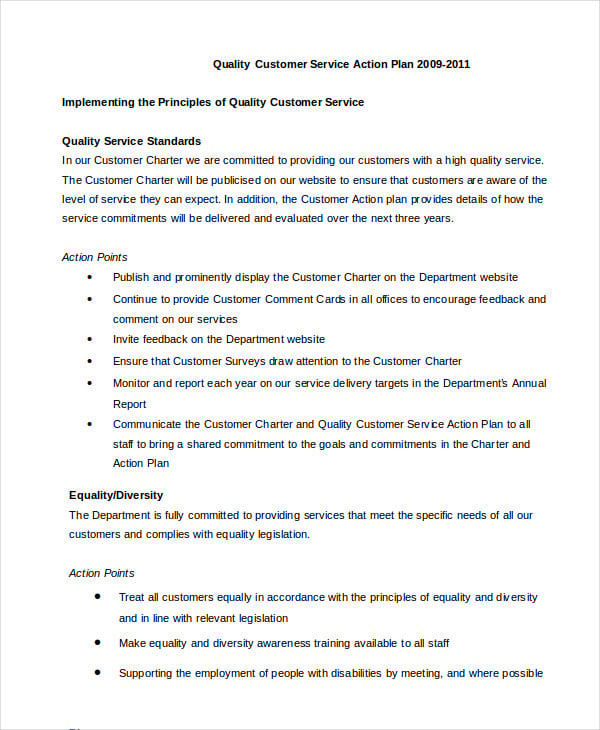 quality customer service action plan