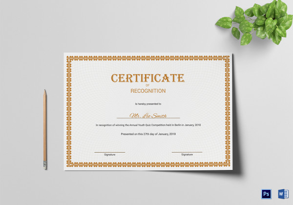 recognition certificate template