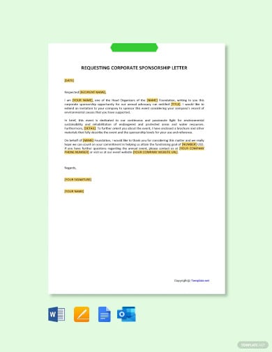 requesting corporate sponsorship letter template