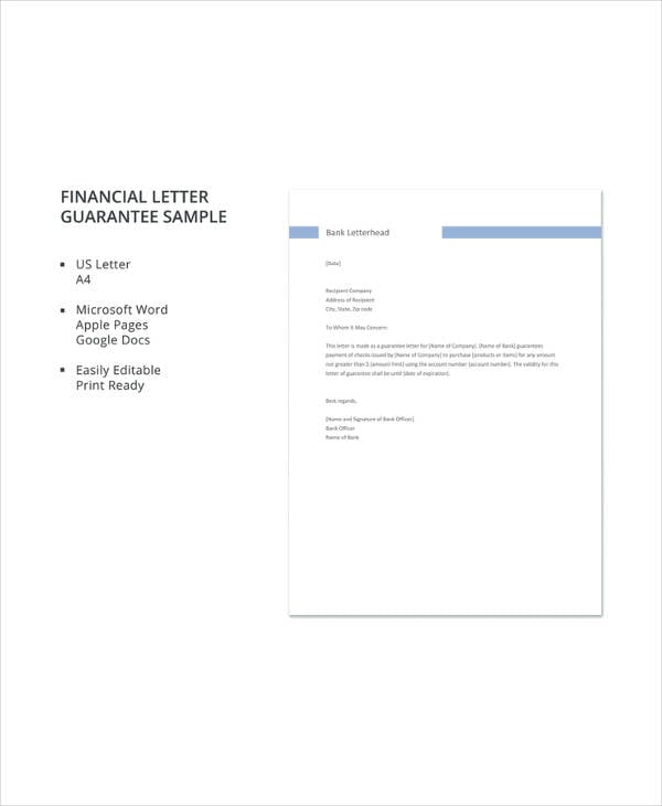 sample financial guarantee letter