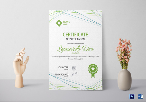 sample participation certificate template