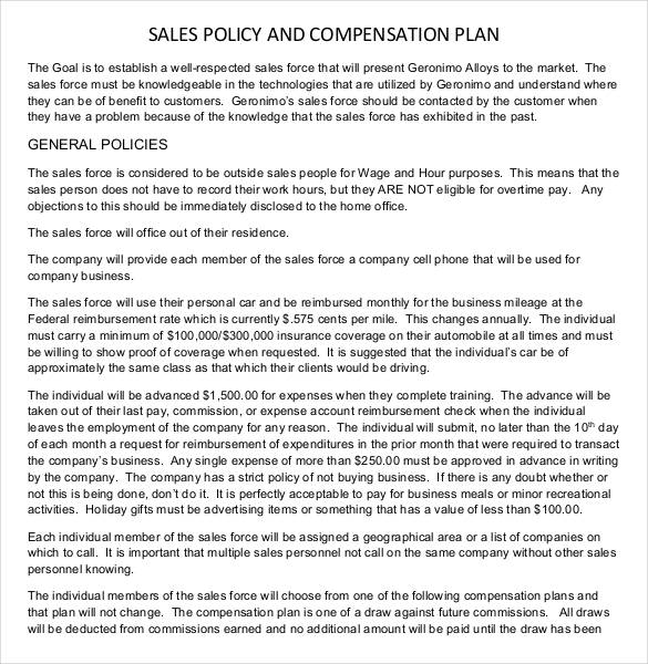 Sales Policy Template