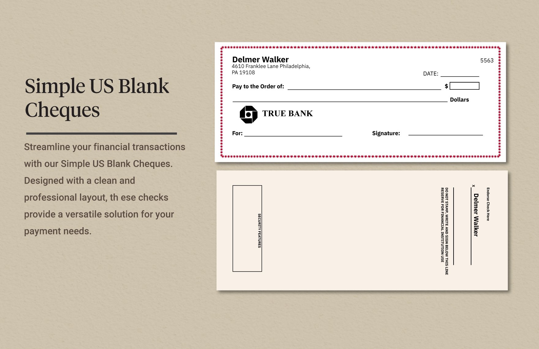 simple us blank cheques