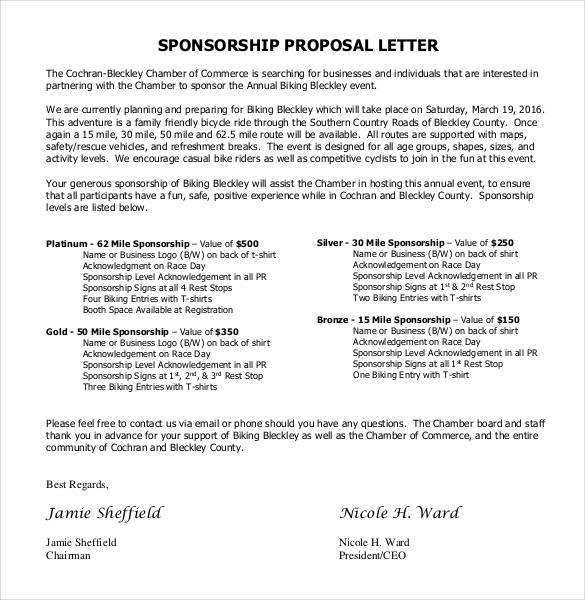 sponsorship proposal letter