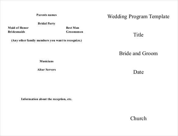 wedding church program templates free