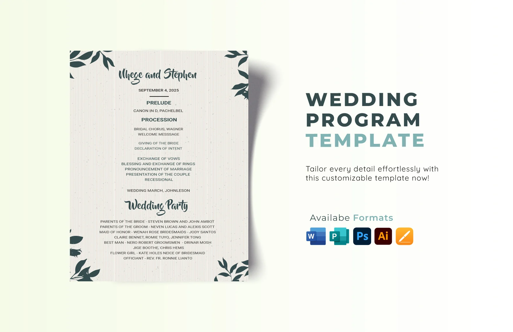 wedding program example