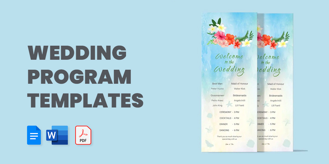 Wedding Program Fan Template, Editable Program With Timeline