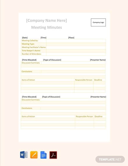 Best Meeting Minutes Template - 27+ Word, PDF Documents Download