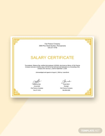 free salary certificate from employer