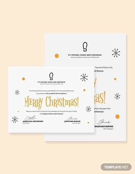 simple christmas gift certificate