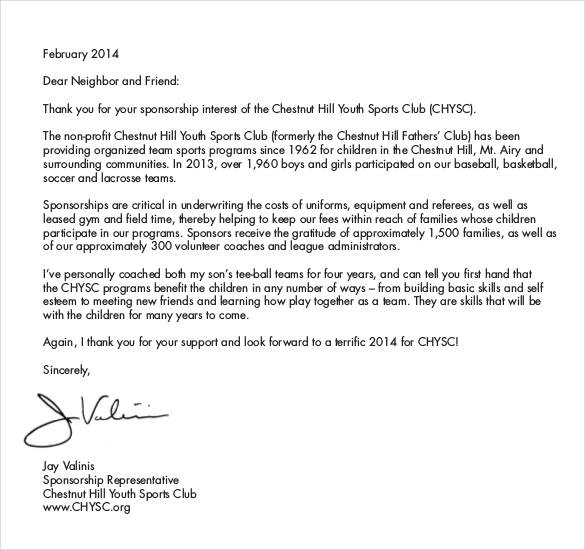 sponsorship letter for basketball team