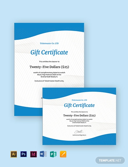 Ticketmaster Gift Certificate Templates Sample Example Format Download