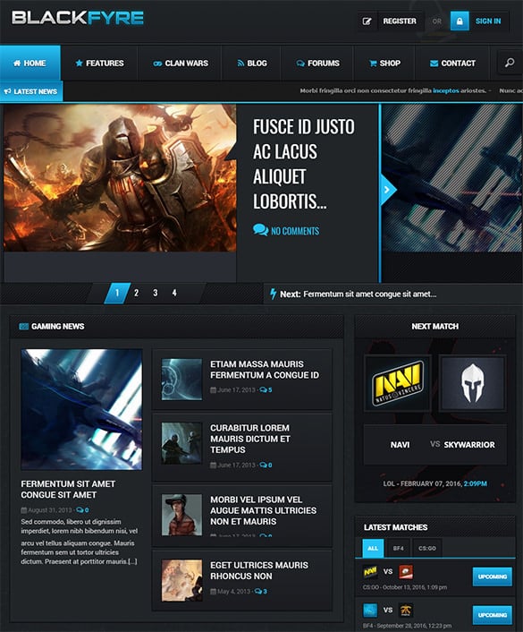 excellent gaming php template