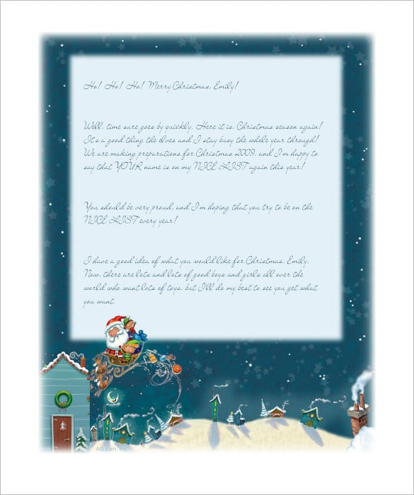 editable letter from santa christmas stationery template