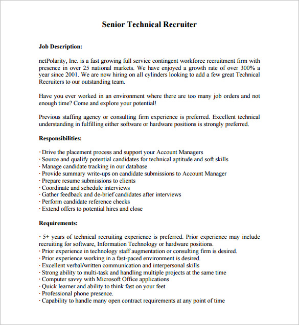 Staffing Recruiter Job Description