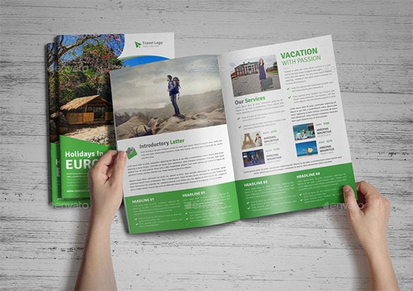 holiday travel agency bifold and trifold brochure