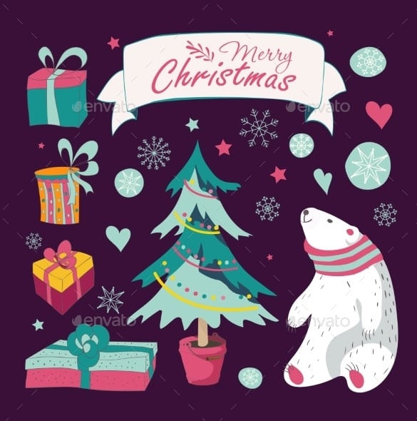 set of christmas and new year graphic elements eps