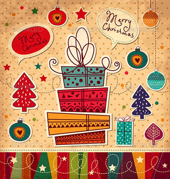 vector christmas card with gifts eps format