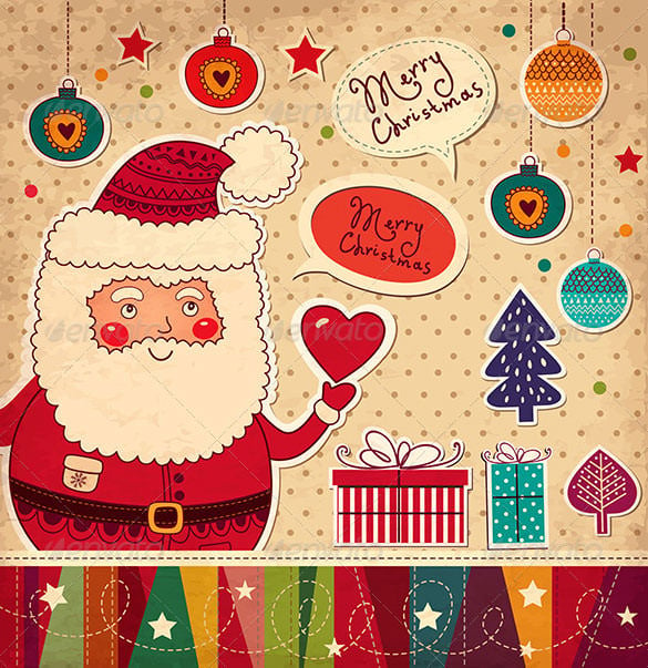 christmas card with funny santa claus eps download