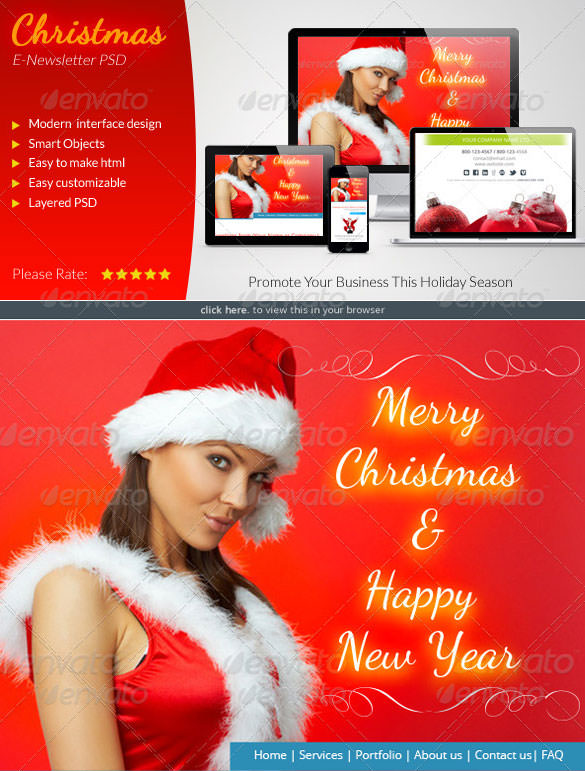 christmas e newsletter template photoshop psd