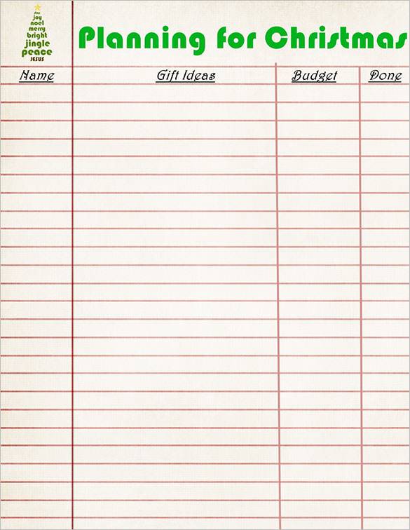 free printable christmas planner gift list download