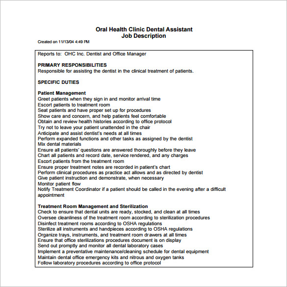 9-dental-assistant-job-description-templates-free-sample-example