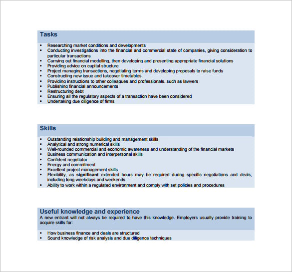 corporate financial analyst job description free pdf template
